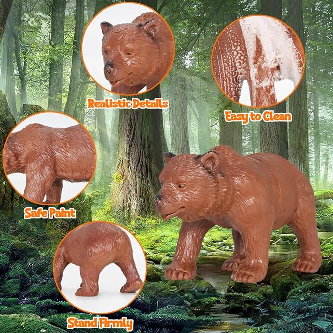 24Pcs Safari &amp; Zoo Animals Figures, Realistic Plastic Animal Toys Set for Kids 1 2 3, Lion, Elephant, Perfect for Play, Education, Baby Shower Decor,Party Supplies Cake Topper