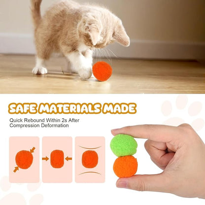 100Pcs Cat Toys Pom Pom Balls with 2 Launchers Set, Interactive Cat Toy Stuff for Indoor Both Adult &amp; Kitten Toys