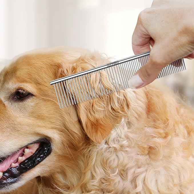 YIRU Dog Cat Grooming Combs,Large Steel Comb for Knots,Mats &amp; Loose Hair Removal,Professional Grooming Comb for Dogs Cats