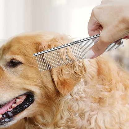 YIRU Dog Cat Grooming Combs,Large Steel Comb for Knots,Mats &amp; Loose Hair Removal,Professional Grooming Comb for Dogs Cats