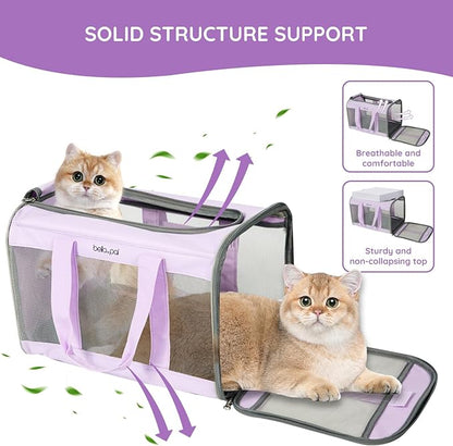 BELLA &amp; PAL Cat Carrier Travel Bag, Airline Approved Lightweight Cat Carrier, Soft Sided Pet Carrier for Puppy Dogs Up to 18lbs, Collapsible Kitten Bag with Removable Waterproof Mat, Ventilated Mesh