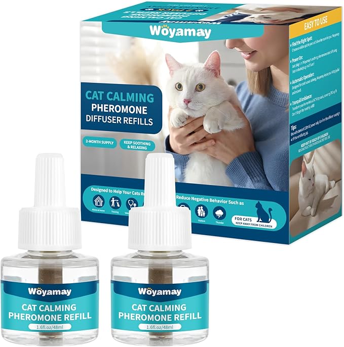 Cat Calming Diffuser Refills - Cat Pheromones Calming Diffuser for Cats Relieve Anxiety &amp; Stress, 2-Month Supply Cat Pheromone Diffuser Refills (Fits All Common Diffuser