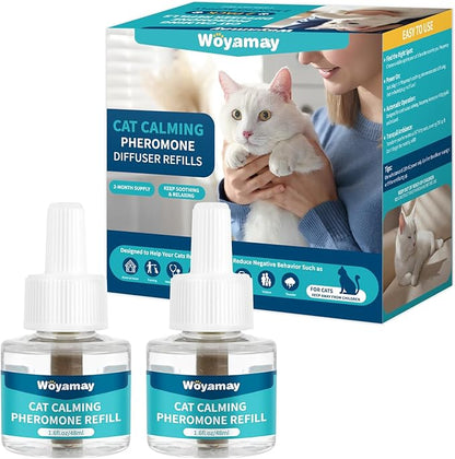 Cat Calming Diffuser Refills - Cat Pheromones Calming Diffuser for Cats Relieve Anxiety &amp; Stress, 2-Month Supply Cat Pheromone Diffuser Refills (Fits All Common Diffuser