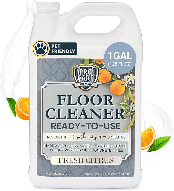 ProCare Floor Cleaner (Made in USA) | Tile, Stone, Laminate, Vinyl &amp; Natural Wood Floor Cleaner for Mopping, Household Supplies, Cleaning Solution with Citrus Aroma - 1 Gal (128 Fl Oz)