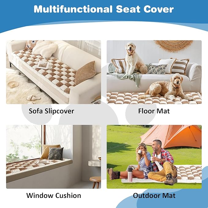 VClife Khaki Plaid Dog Car Bed Mat, Non-Slip Backseat Extender Pet Blanket, Washable Dog Bed Mat for SUVs, Sedans &amp; Small Trucks, Portable Travel Pad for Dogs, Wear Resistant, Pet Friendly, 51"×23.6"