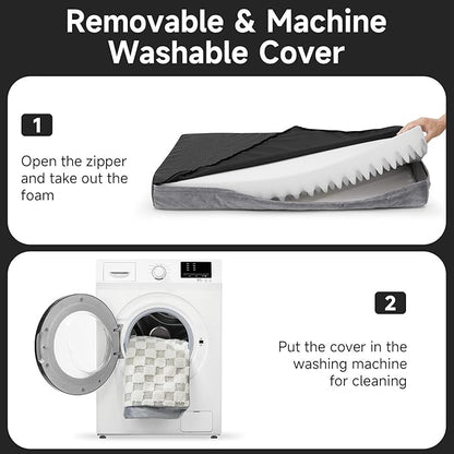OhGeni Orthopedic Waterproof &amp; Machine Washable Dog Bed for Large Pets, Suitable for Crates, 25D Egg Crate Foam, Non-Slip Bottom &amp; Removable Cover, Checkerboard Fabric, 41 Inches(Gray)