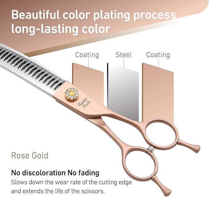 Fenice Peak Professional Curved Chunker Dog Grooming Scissors 7.0&