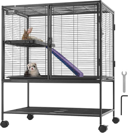 VEVOR 36" Rolling Metal Ferret Cage, Large 2-Tier Critter Nation Cage, Small Animal Cage with Ramps &amp; Tray, Easy to Set up for Pet Mice, Hamster, Guinea Pig, Chinchilla, Squirrel, Hedgehogs, Bunny