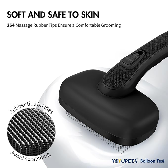 Dog Brush Kit - Self-Cleaning Slicker Brush with Bath Brush &amp; Undercoat Rake | Deshedding Tools for Large - Small Dogs &amp; Cats, Professional 3-in-1 Pet Grooming Set for Heavy Shedding, Black
