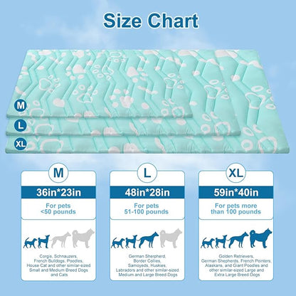 BEAUTYZOO Upgrade Dog Cooling Mat Extra Large, Reversible Self-Cooling Mat for Dogs, Thicken Pet Ice Cool Pad Blanket for Summer Kennel Sofa Bed Floor Car Seat, Machine Washable&amp;Foldable, 48"x28"