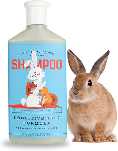 JR Liggett’s Natural Liquid Small Animal Shampoo for Sensitive Skin - 100% Detergent Free, Non-GMO &amp; Biodegradable - Tear-Free, Hypoallergenic Formula Soothes Dry Itchy Skin - 8.45 fl oz