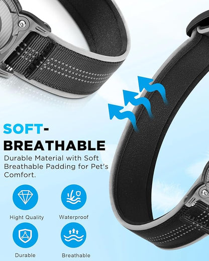 ONEONTA Airtag Dog Collar | Waterproof Airtag Dog Collar Holder with Removable Metal Loop - Airtag Collar Heavy Duty, Reflective, Ultra-Durable, Comfortable Padded, for Small Medium Large Dog, Black M