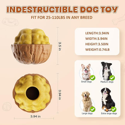 Dog Frozen Treats Toy, Cognitive Dogs Brain Stimulation Toys for Aggressive Chewers, Interactive Dispensing Toy Enrichment Keep Them Busy No-Boredom, Tough Nylon&amp;Coffe Wood Fillable Puzzle Dog Feeder