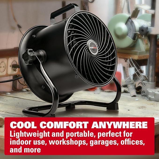 10-Inch High-Velocity Drum Air Circulator Fan, Heavy-Duty Shop Fan with 3-Speed &amp; 360° Tilting Floor Fan for Warehouse, Industrial, Workshop