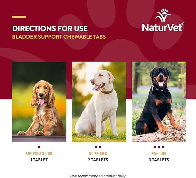 NaturVet – Bladder Support for Dogs – Plus Cranberry | Supports Healthy Bladder Control &amp; Normal Urination | 60 Time Release Chewable Tablets