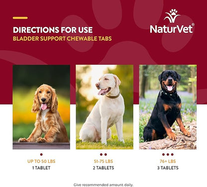 NaturVet – Bladder Support for Dogs – Plus Cranberry | Supports Healthy Bladder Control &amp; Normal Urination | 60 Time Release Chewable Tablets