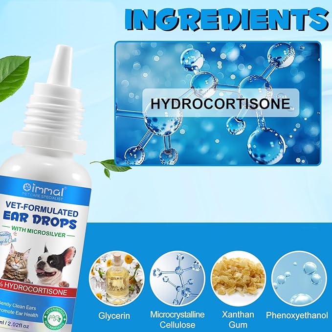 Dog Ear Infection Treatment, Cat &amp; Dog Ear Cleaner for Itchy Relief, Antiseptic,Waxing,Cleansing, Ear Mite Treatment for Dog Cats, Yeast Ears Infection Treatment for Dogs, 2.02fl.oz