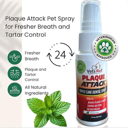 Pet Dental Spray, As Seen on TV, Eliminates Plaque &amp; Tartar, Helps with Plaque and Tartar and Provides Instant Fresh Breath - Includes 3 Months&
