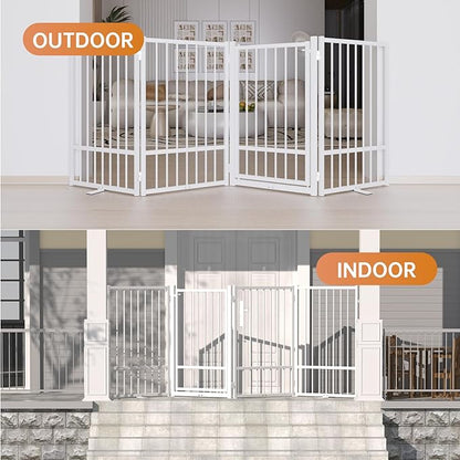 Full Metal Freestanding Dog Gate with Door, 32&