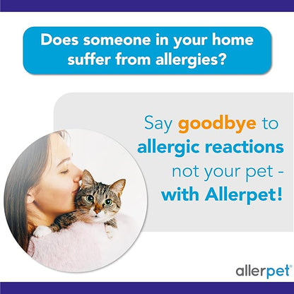 Allerpet Aloe Vera Free Cat Dander Remover - Pet Dander Allergy Relief, Natural &amp; Safe Allergy Relief for Cats and Humans, Soothing Chamomile &amp; Rosemary, Made in USA (12 oz)