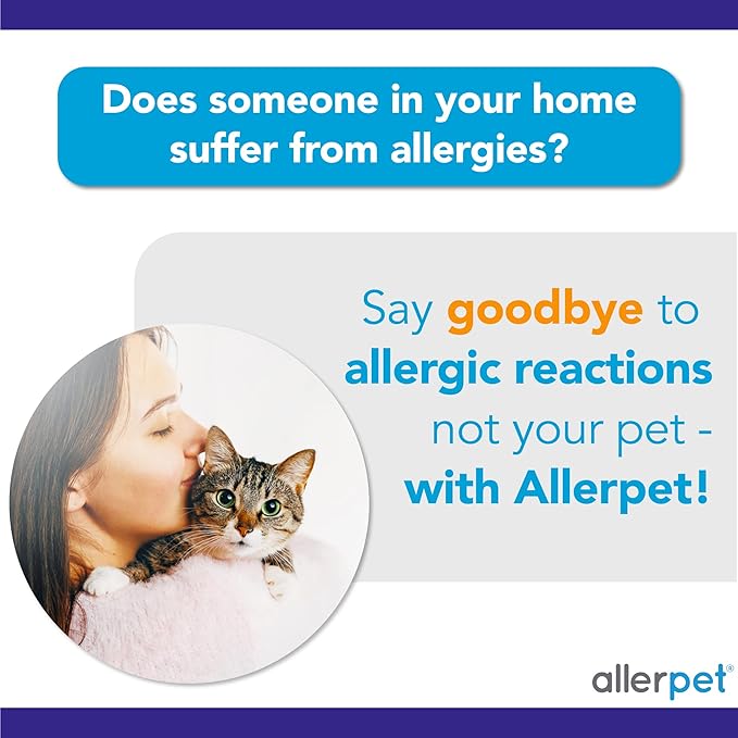 Allerpet Cat Dander Remover w/Free Applicator Mitt &amp; Sprayer - Effective Cat Dander Reduction - Anti Allergen Solution Made in USA - 2 Pack (12oz)