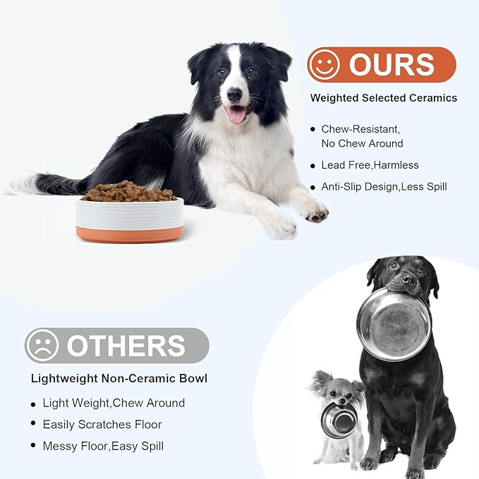 SPUNKYJUNKY Ceramic Dog Bowls 2 Pack, 7.3&