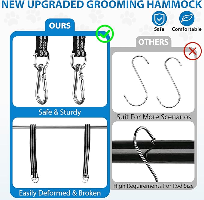 Pet Grooming Hammock Harness for Small Dogs &amp; Cats Nail Trimming, Dog Sling for Cutting Nails, Dog Hanging Holder Hanger with Nail Clippers, Nail File, Scissors