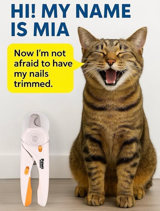 Cat Nail Clipper &amp; Small Dog Nail Clippers with LED Light - Illuminates Nails &amp; Bloodline for Safe, Easy Trimming - Extra Sharp, Avoid Over-Cutting - Essential Cat Supplies, White