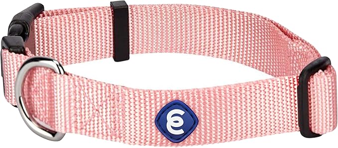 Blueberry Pet Essentials Medium Dog Collar in Baby Pink | Adjustable &amp; Eco-Friendly Durable Nylon Strap | Classic Collar for Medium Dogs, Boy &amp; Girl Pets