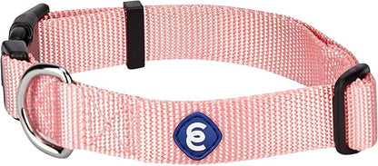 Blueberry Pet Essentials Medium Dog Collar in Baby Pink | Adjustable &amp; Eco-Friendly Durable Nylon Strap | Classic Collar for Medium Dogs, Boy &amp; Girl Pets