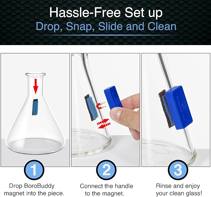 SnowTree - BoroBuddy Mini Magnetic Glass Cleaner for Glass Pieces, Bottles, Vases &amp; More - Smaller Design for Tighter Spaces &amp; Smaller Glass Pieces - Easy to Use Double Sided Glass Cleaner (Blue Gift