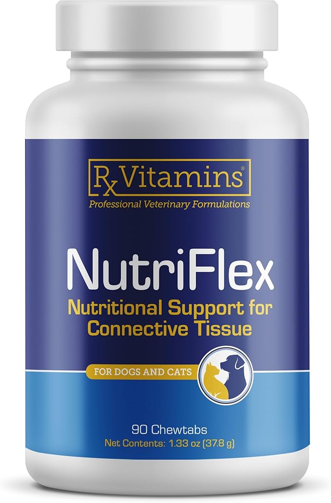 Rx Vitamins NutriFlex for Cats &amp; Dogs - Glucosamine for Dogs Hip and Joint Supplement - with Bovine Collagen and Chondroitin - Joint Pain Relief &amp; Anti Inflammatory for Dogs - Beef Liver (90 Chews)