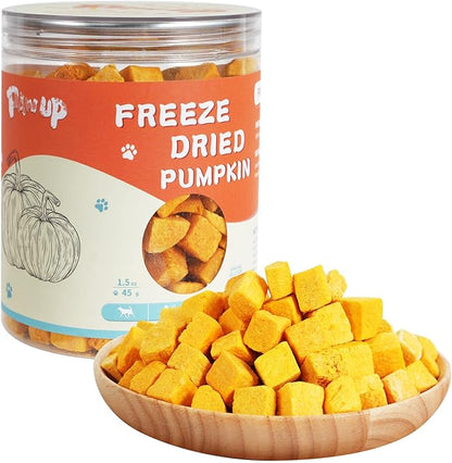 Freeze-Dried Pumpkin Treats for Dogs &amp; Cats – High Fiber, Single Ingredient Natural Snacks for Digestion &amp; Gut Health, Healthy Food Toppers, 1.58 oz