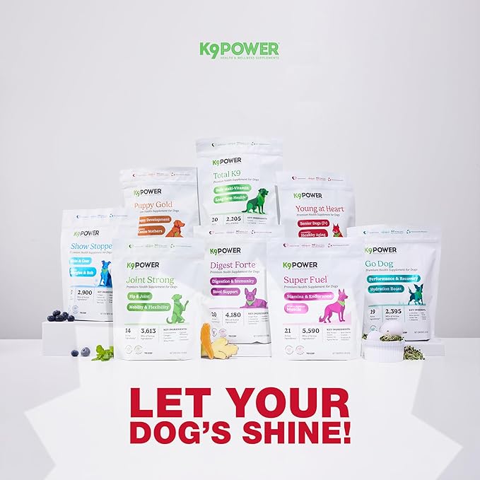 K9 Power Show Stopper for Dogs 1lb – Boosts Coat Shine &amp; Promotes Healthy Skin Tone Strengthens Immune System Enhances Digestive Health - Pack of 2