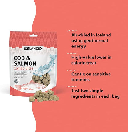 Icelandic+ Plus Cod &amp; Salmon Combo Bites Dog Treat 3.0-oz Bag