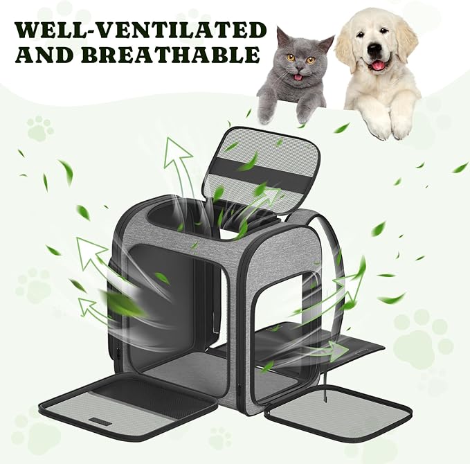 Pawtners Dog Backpack Carrier Large Pet Carrier Backpack for Kitten Small Dogs Puppies &amp; Large Cats Up to 18 Lbs, Breathable Dog Backpack with Anti-Scratch Mesh, Ventilated Design, Perfect for Travel