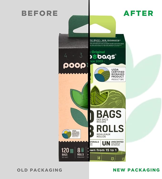 The Original Poop Bags® Dog Poop Bags Rolls – 38% Plant-Based, USDA Certified, Unscented, Leak-Proof &amp; Durable Waste Bags for Dogs, 960 Count