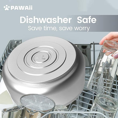 Pawaii Stainless Steel Dog Bowl with Non-Slip Rubber Base &amp; Double Wall Insulation - Durable Design | Includes ID Tag | Dishwasher Safe Food &amp; Water Bowl for All Dogs (34oz)