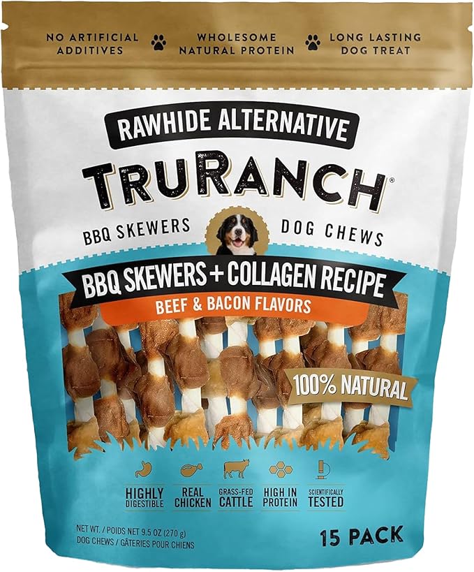 5" BBQ Collagen Skewers - Collagen Dog Chews - Long Lasting Healthy Joint Support Dog Treat - Rawhide Alternative - Skin &amp; Coat Health, 1 Bag, 15 Count