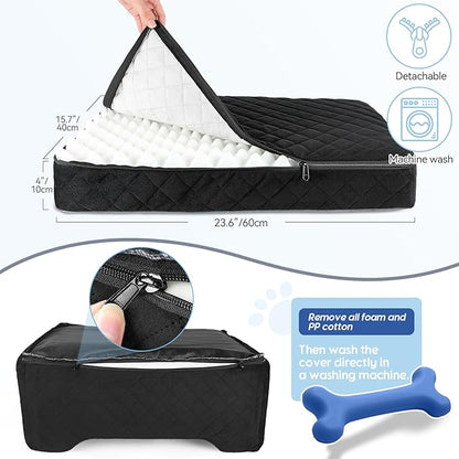 Dog Car Seat for Medium/Large Dogs,Dog Booster Seat for Dog Under 50lbs or 2 Small Dogs, Detachable and Washable Pet Car Seat,Multi-Functional Travel Dog Bed &amp; Dog Sofa(Black)