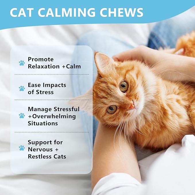 Calming Chews for Cats, Cat Calming Treats - Cat Anxiety Relief, Helps Reduce Stress &amp; Promotes Relaxation for Travel, Boarding, Vet Visits, Separation Anxiety - Chicken (230 Soft Chews)
