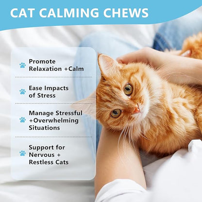 Calming Chews for Cats, Cat Calming Treats - Cat Anxiety Relief, Helps Reduce Stress &amp; Promotes Relaxation for Travel, Boarding, Vet Visits, Separation Anxiety - Chicken (230 Soft Chews)
