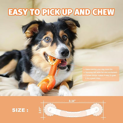 Indestructible Dog Toys for Aggressive Chewers - Heavy Duty Chew Proof Durable Toy for Large Breed Dogs, Interactive Tough Nylon Bone for Boredom Relief &amp; Mental Stimulation,Orange