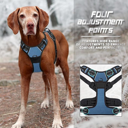 BARKBAY No Pull Dog Harness Front Clip Heavy Duty Reflective Easy Control Handle for Large Dog Walking(Navy,S)