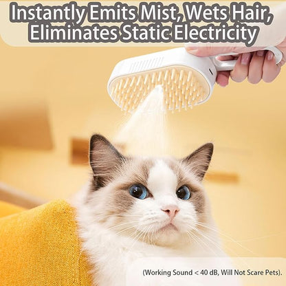 cat steam brush for shedding -4 in 1 Rechargeable Steam Brush for Cats and Dogs, Anti-static, Massage, Cleaning, Shedding &amp; Combing All In One! grooming tool for cats and dogs（Brown）
