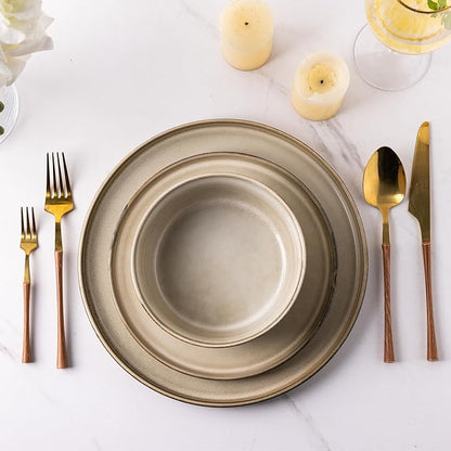 GBHOME Ceramic Dinnerware Sets for 12, 36 Pieces Stoneware Plates and Bowls Sets, Reactive Glaze Dishes -Scratch Resistant, Dishwasher&amp;Microwave Safe