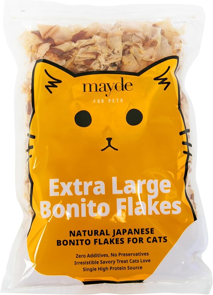 Mayde Bonito Flakes for Cats &amp; Dogs, All-Natural High-Protein Treats, Extra Large 4oz Bag