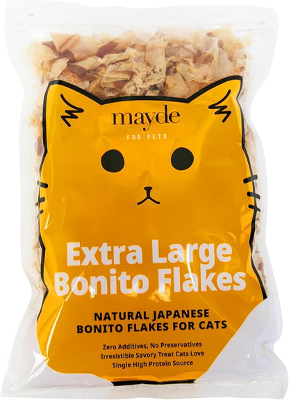 Mayde Bonito Flakes for Cats &amp; Dogs, All-Natural High-Protein Treats, Extra Large 4oz Bag