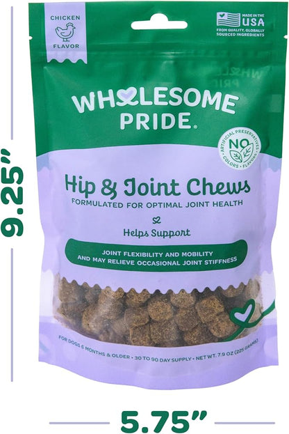 Wholesome Pride Hip &amp; Joint Supplement for Dogs – 90 Soft Chews – Glucosamine, Chondroitin, MSM &amp; Turmeric – Mobility Support &amp; Arthritis Relief for Growing, Adult &amp; Senior Dogs