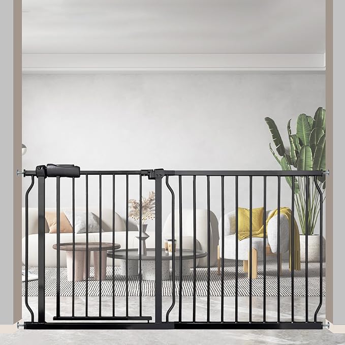 Extra Wide 57.5-62 Inch Large Baby Gates for Stairs, Doorways - No Drilling, Pressure Mounted Pet Gates for Kids &amp; Dogs
